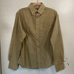 NWOT Lada Olive Beige Button-Down Shirt size S